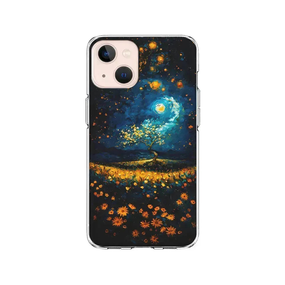 Starry Night Blossoms Painting iPhone 13 Mini Case-Clear Soft Case-Xtracase