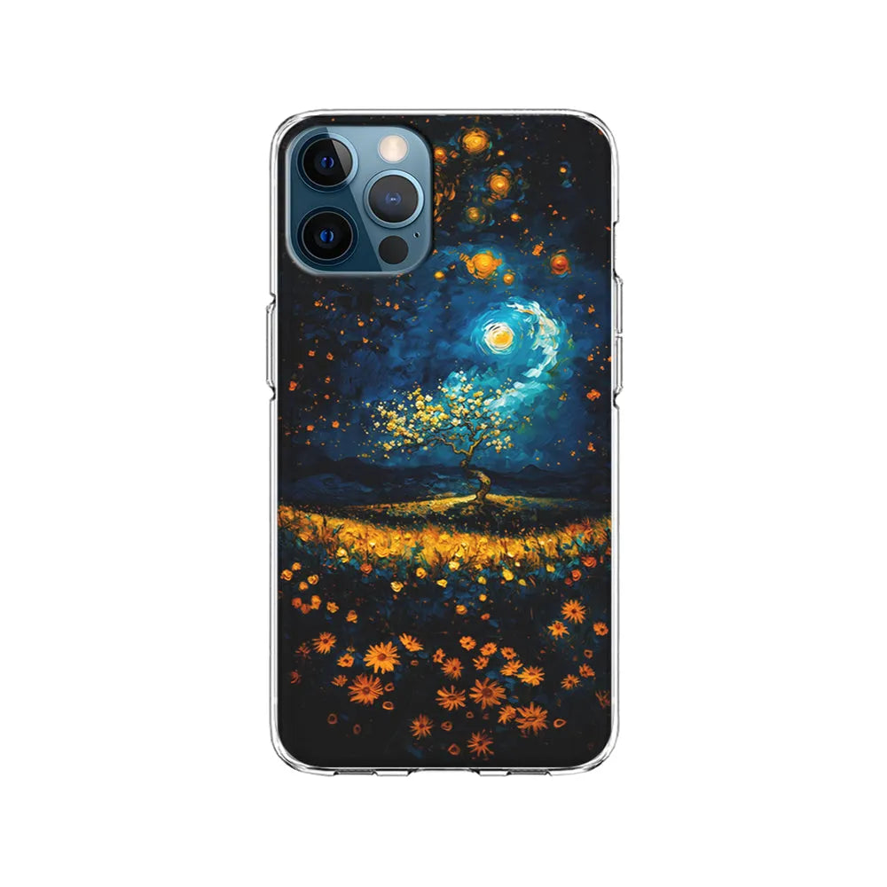 Starry Night Blossoms Painting iPhone 13 Pro Case-Clear Soft Case-Xtracase