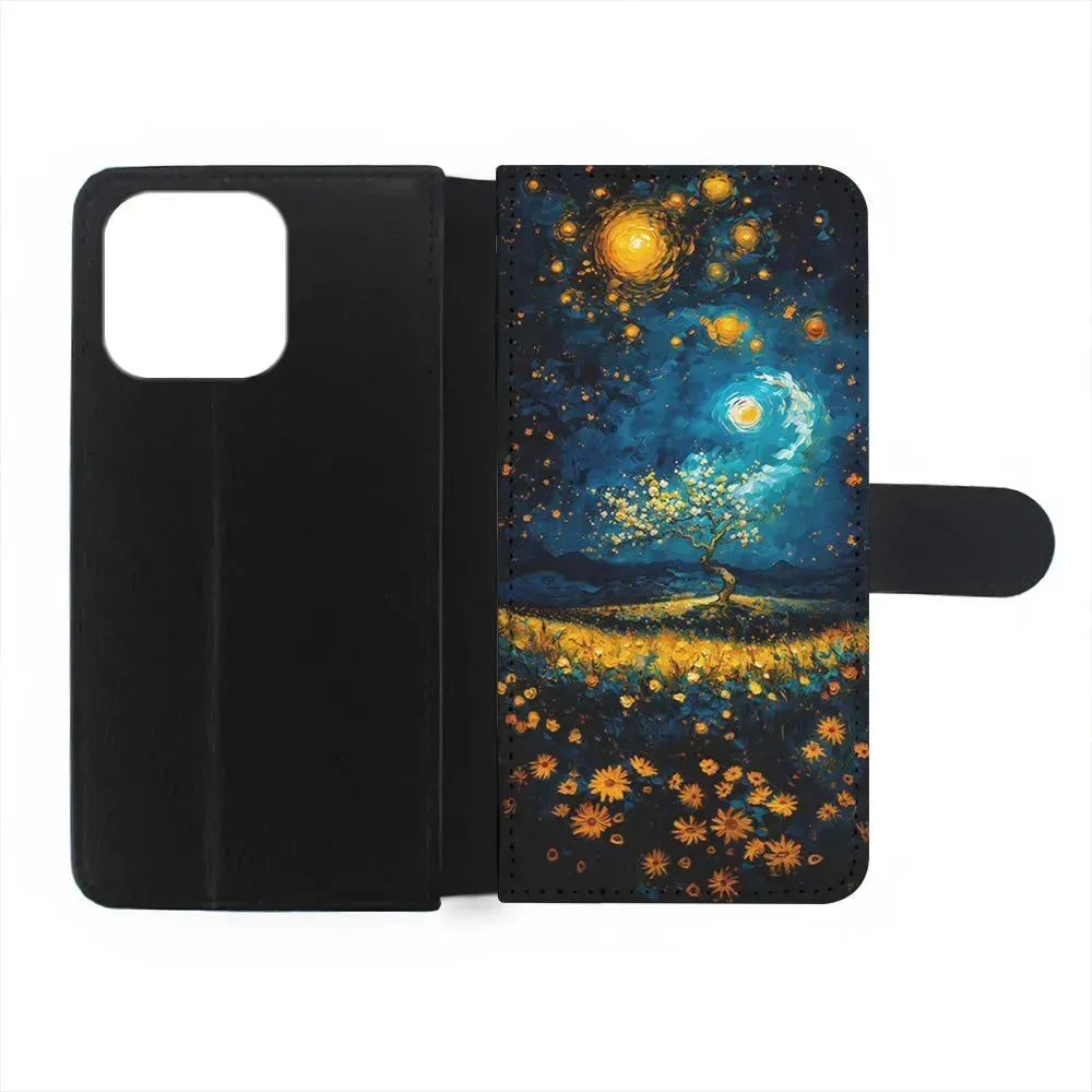 Starry Night Blossoms Painting iPhone 15 Pro Max Case-Flip Wallet Case-Xtracase
