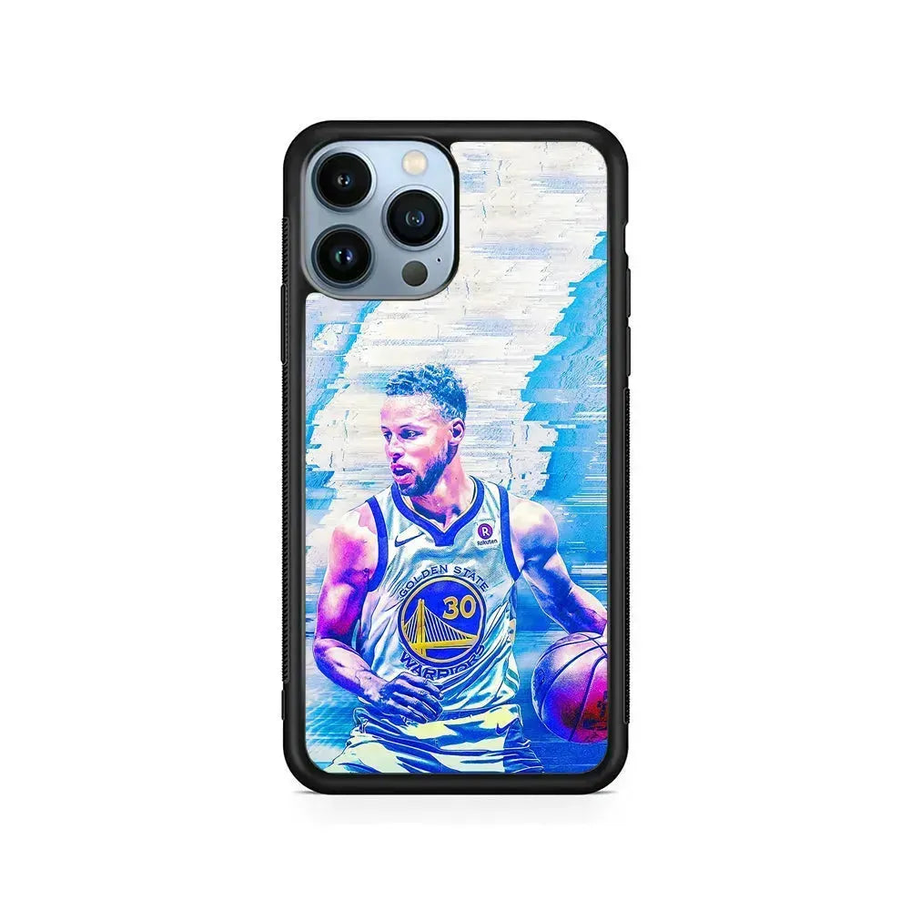 Stephen Curry Golden State Art iPhone 15 Pro Max Case-Rubber / Black (2D Case)-Xtracase