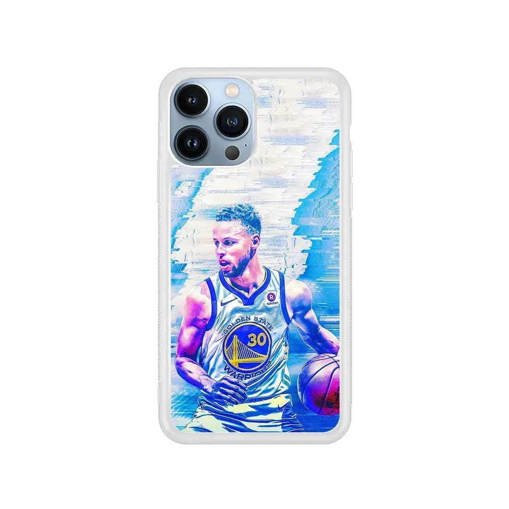 Stephen Curry Golden State Art iPhone 15 Pro Max Case-Rubber / White (2D Case)-Xtracase