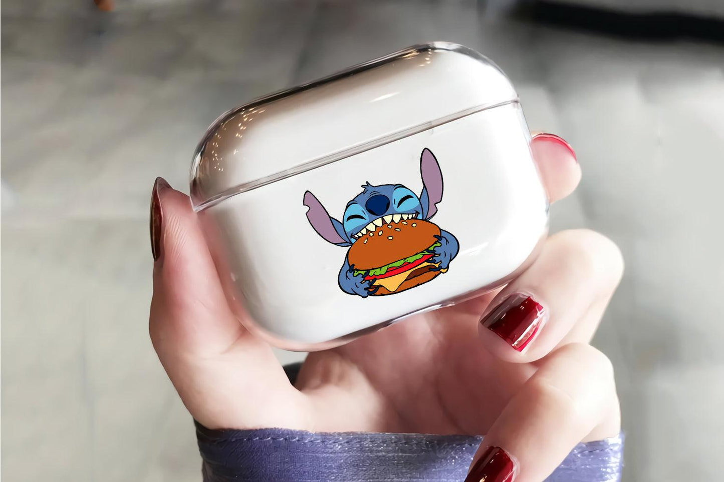 Stitch Eat Burger Apple Airpod Pro 2 Clear Case-Xtracase