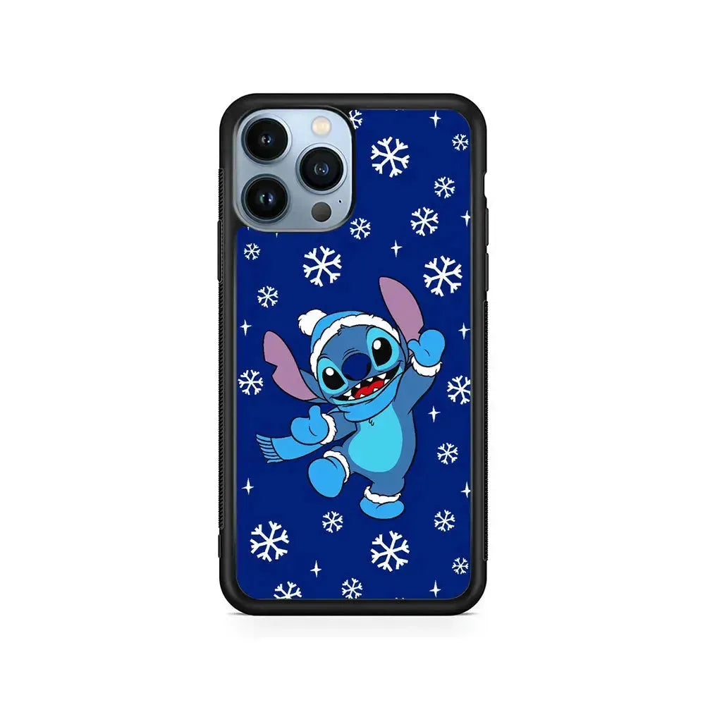 Stitch Navy Winter iPhone 15 Pro Max Case-Rubber / Black (2D Case)-Xtracase