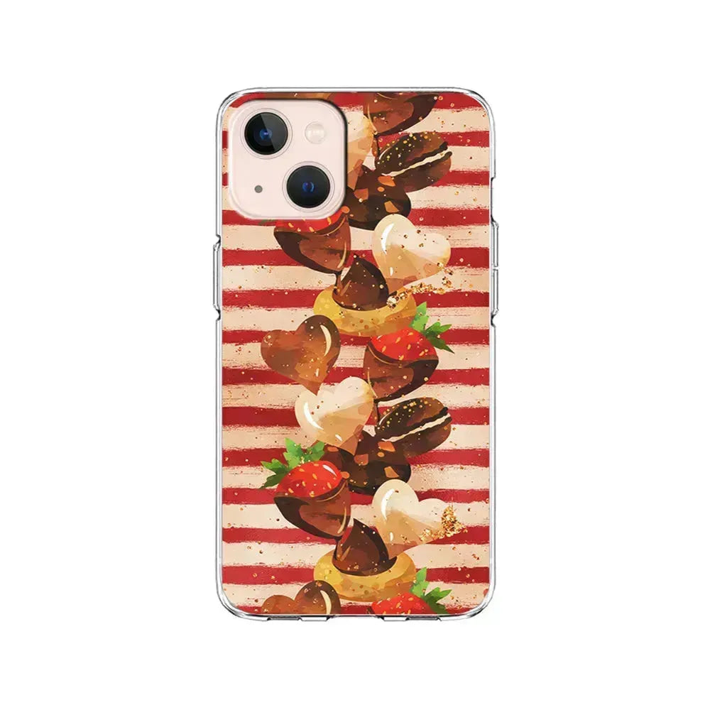 Strawberry in Chocolate and Cookie iPhone 13 Mini Case-Clear Soft Case-Xtracase