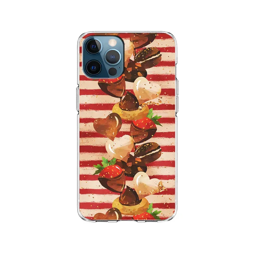 Strawberry in Chocolate and Cookie iPhone 15 Pro Max Case-Clear Soft Case-Xtracase
