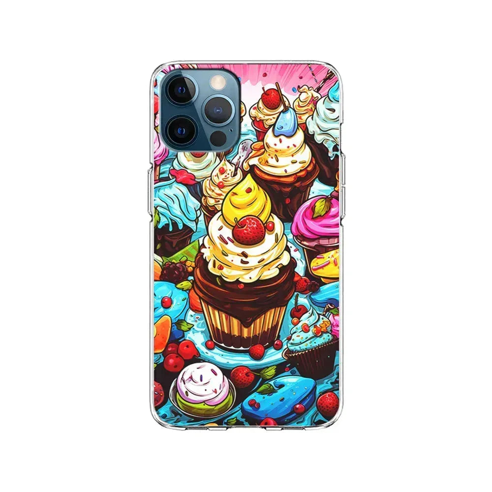 Sweet Desserts Food Doodle iPhone 15 Pro Max Case-Clear Soft Case-Xtracase
