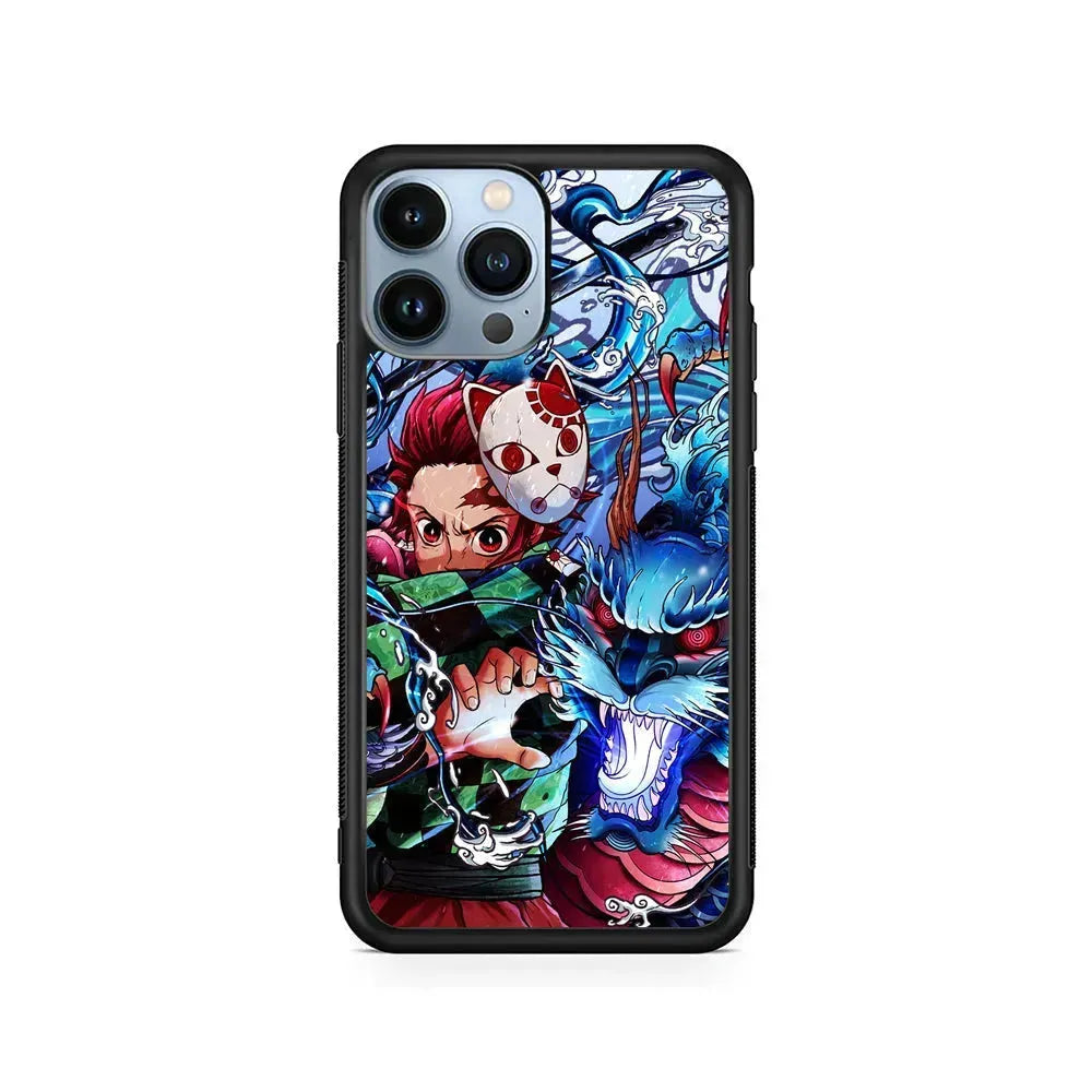 Tanjiro Kamado Kimetsu No Yaiba iPhone 15 Pro Max Case-Rubber / Black (2D Case)-Xtracase