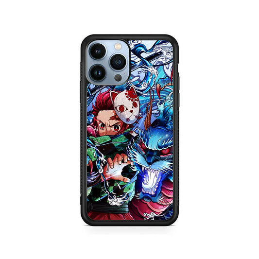 Tanjiro Kamado Kimetsu No Yaiba iPhone 13 Pro Case-Rubber / Black (2D Case)-Xtracase