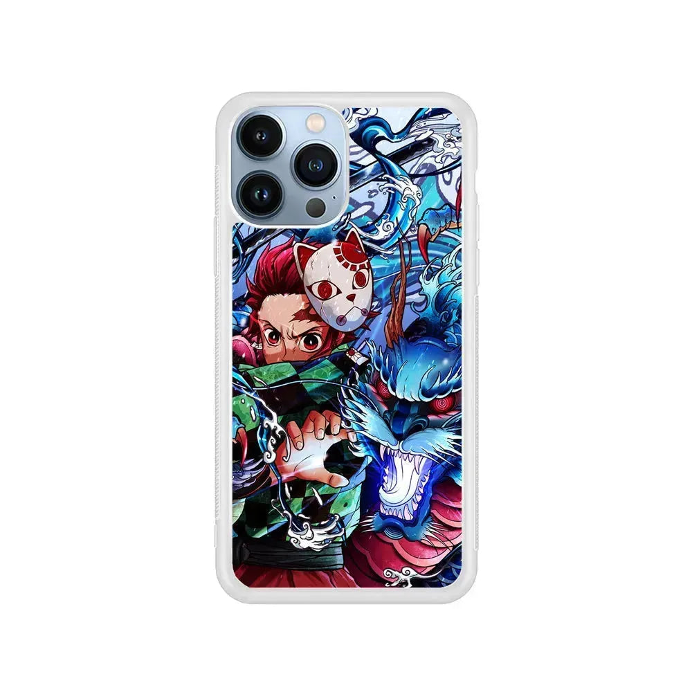 Tanjiro Kamado Kimetsu No Yaiba iPhone 15 Pro Max Case-Rubber / White (2D Case)-Xtracase