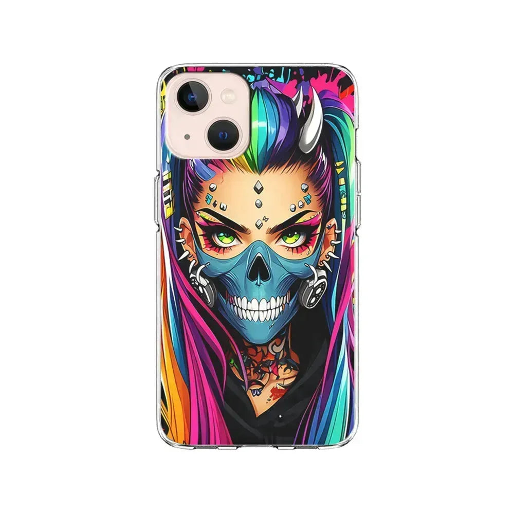 Tattooed Girl with Mask iPhone 13 Mini Case-Clear Soft Case-Xtracase