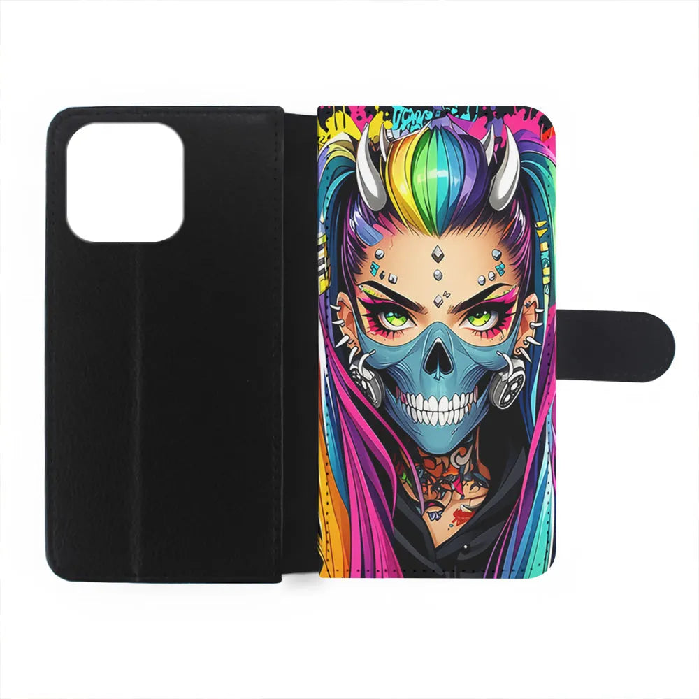 Tattooed Girl with Mask iPhone 13 Pro Case-Flip Wallet Case-Xtracase