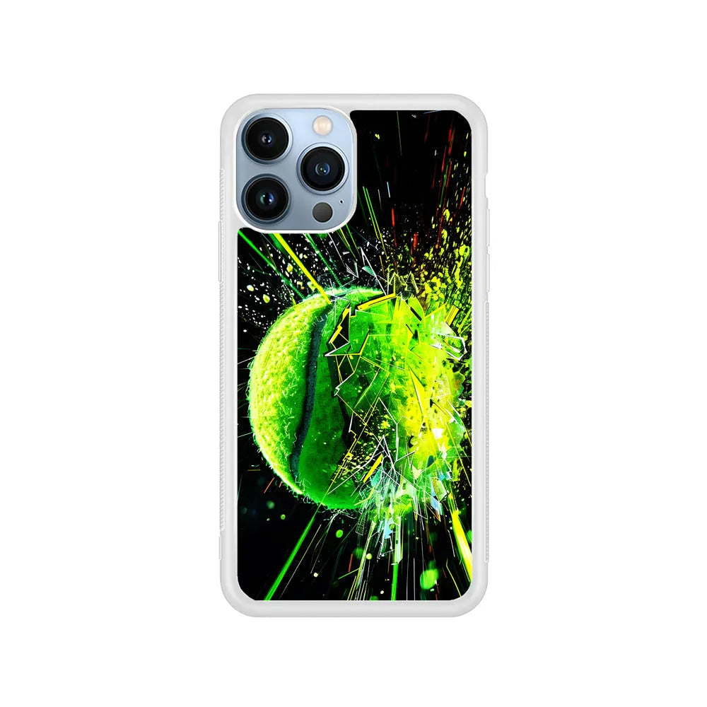 Tennis Ball Breaks Glass iPhone 13 Pro Case-Rubber / White (2D Case)-Xtracase