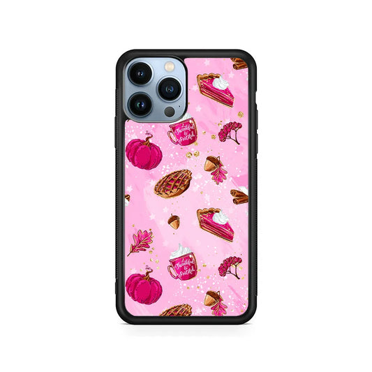 Thanksgiving Pink Aesthetic iPhone 13 Pro Case-Rubber / Black (2D Case)-Xtracase