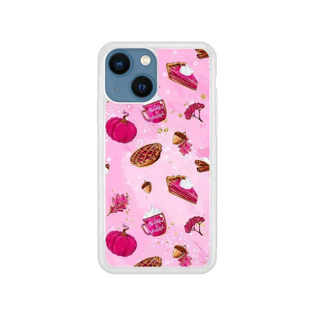 Thanksgiving Pink Aesthetic iPhone 13 Mini Case-Rubber / White (2D Case)-Xtracase