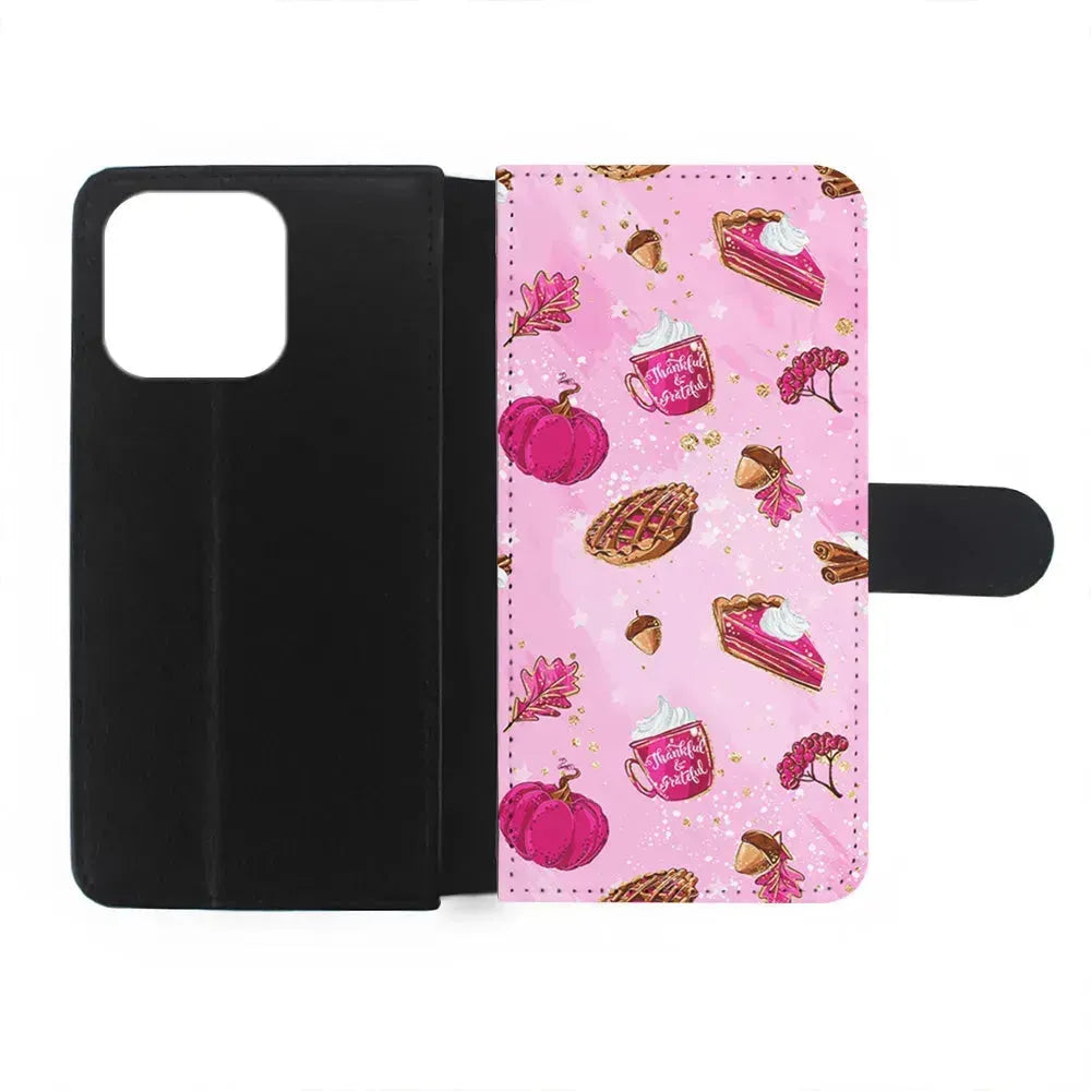 Thanksgiving Pink Aesthetic iPhone 15 Pro Max Case-Flip Wallet Case-Xtracase