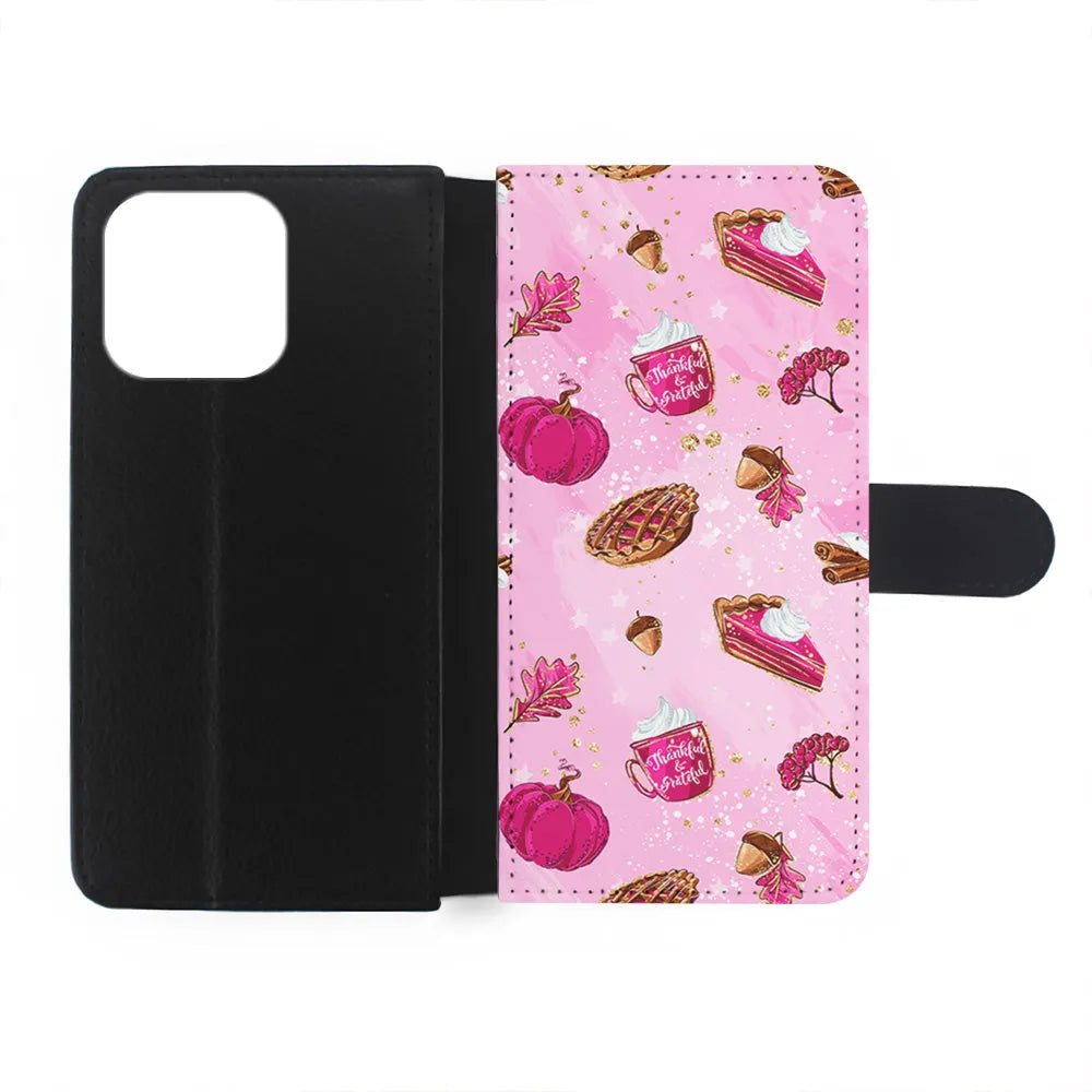 Thanksgiving Pink Aesthetic iPhone 13 Pro Case-Flip Wallet Case-Xtracase