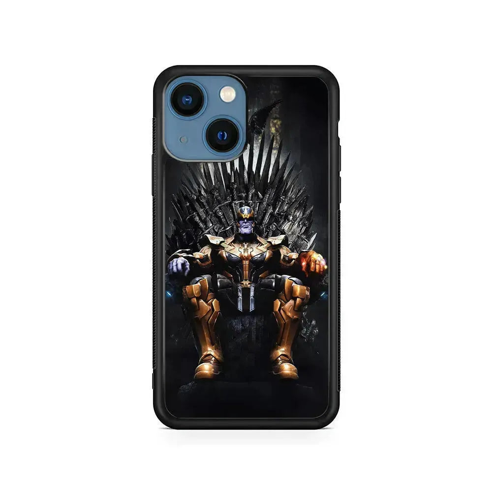 Thanos Sits On The Iron Throne iPhone 13 Mini Case-Rubber / Black (2D Case)-Xtracase