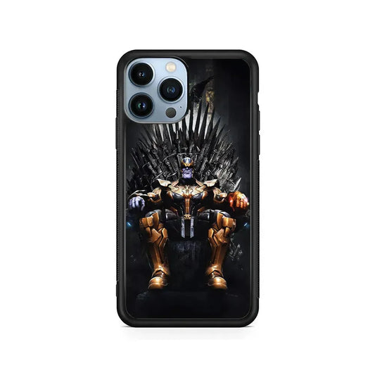 Thanos Sits On The Iron Throne iPhone 15 Pro Max Case-Rubber / Black (2D Case)-Xtracase