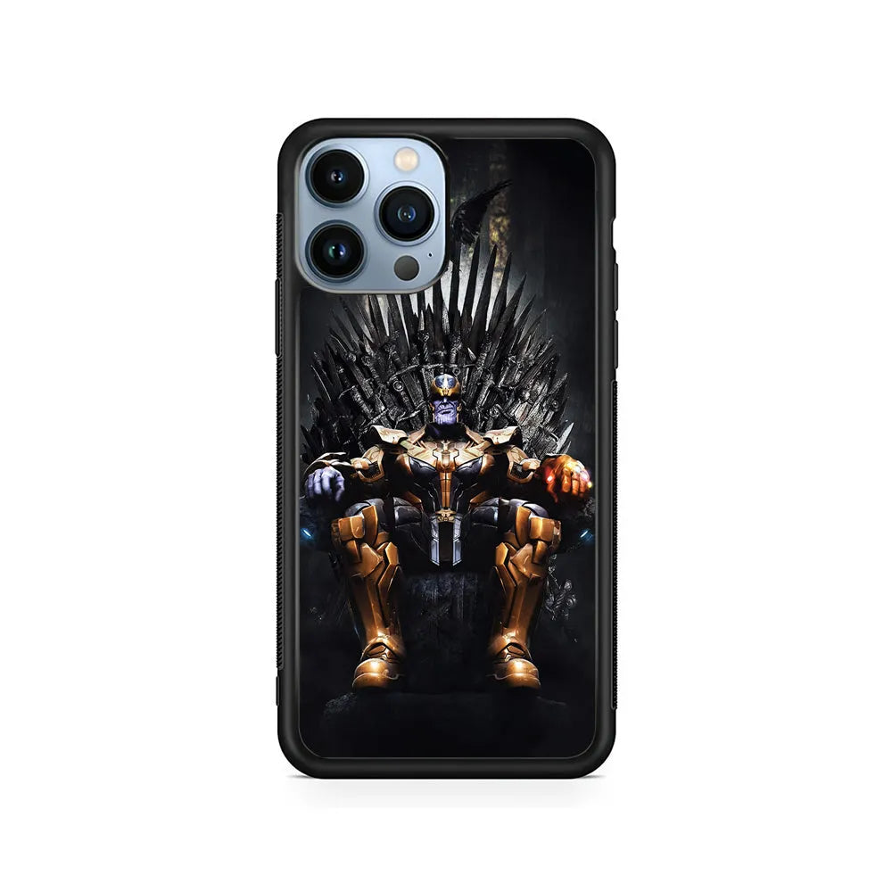 Thanos Sits On The Iron Throne iPhone 13 Pro Max Case-Rubber / Black (2D Case)-Xtracase