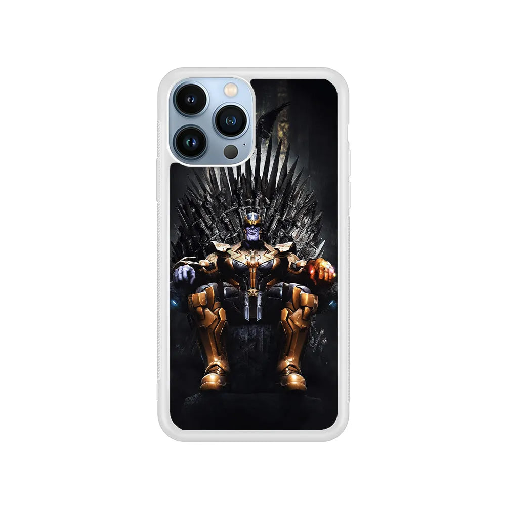 Thanos Sits On The Iron Throne iPhone 13 Pro Max Case-Rubber / White (2D Case)-Xtracase