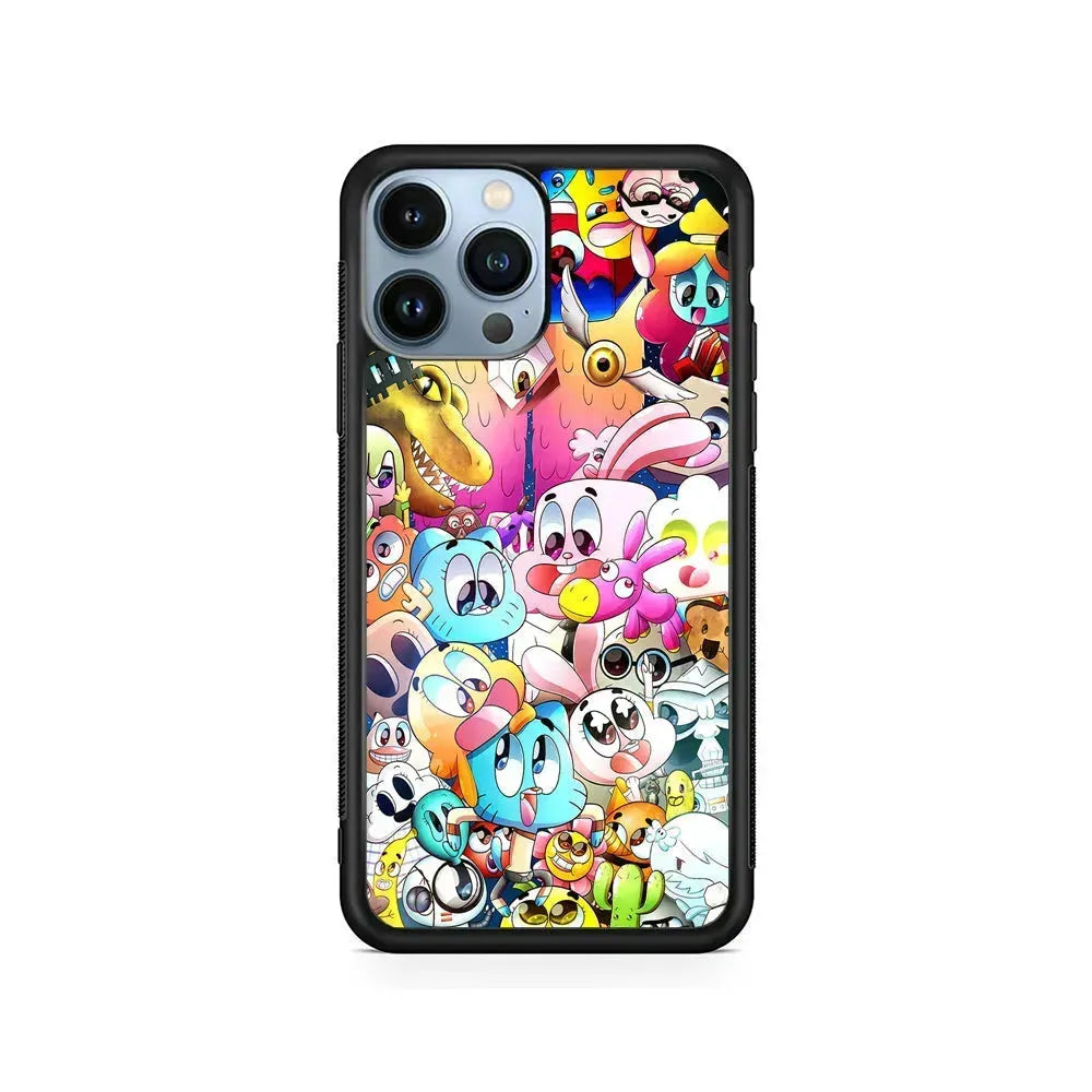 The Amazing World Of Gumball iPhone 15 Pro Max Case-Rubber / Black (2D Case)-Xtracase