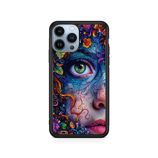 The Flower Fairy Girl Face iPhone 13 Pro Case-Rubber / Black (2D Case)-Xtracase