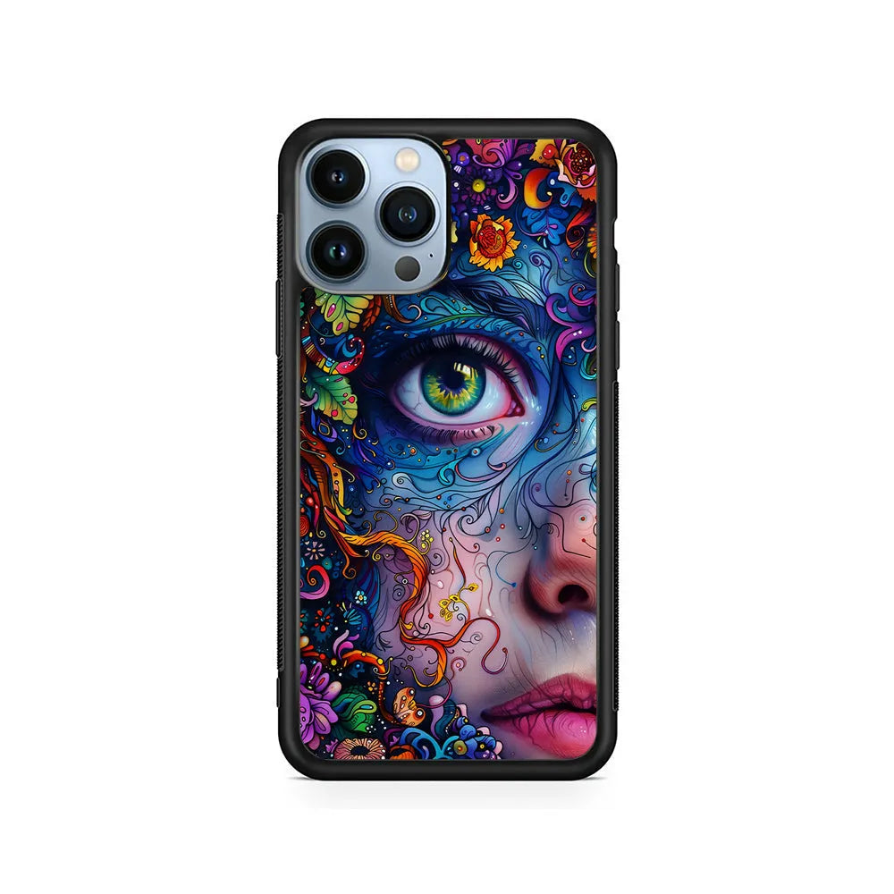 The Flower Fairy Girl Face iPhone 13 Pro Max Case-Rubber / Black (2D Case)-Xtracase