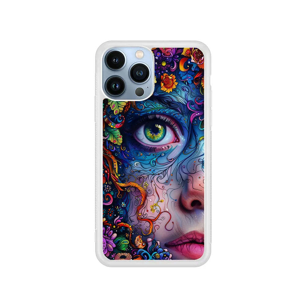 The Flower Fairy Girl Face iPhone 13 Pro Max Case-Rubber / White (2D Case)-Xtracase