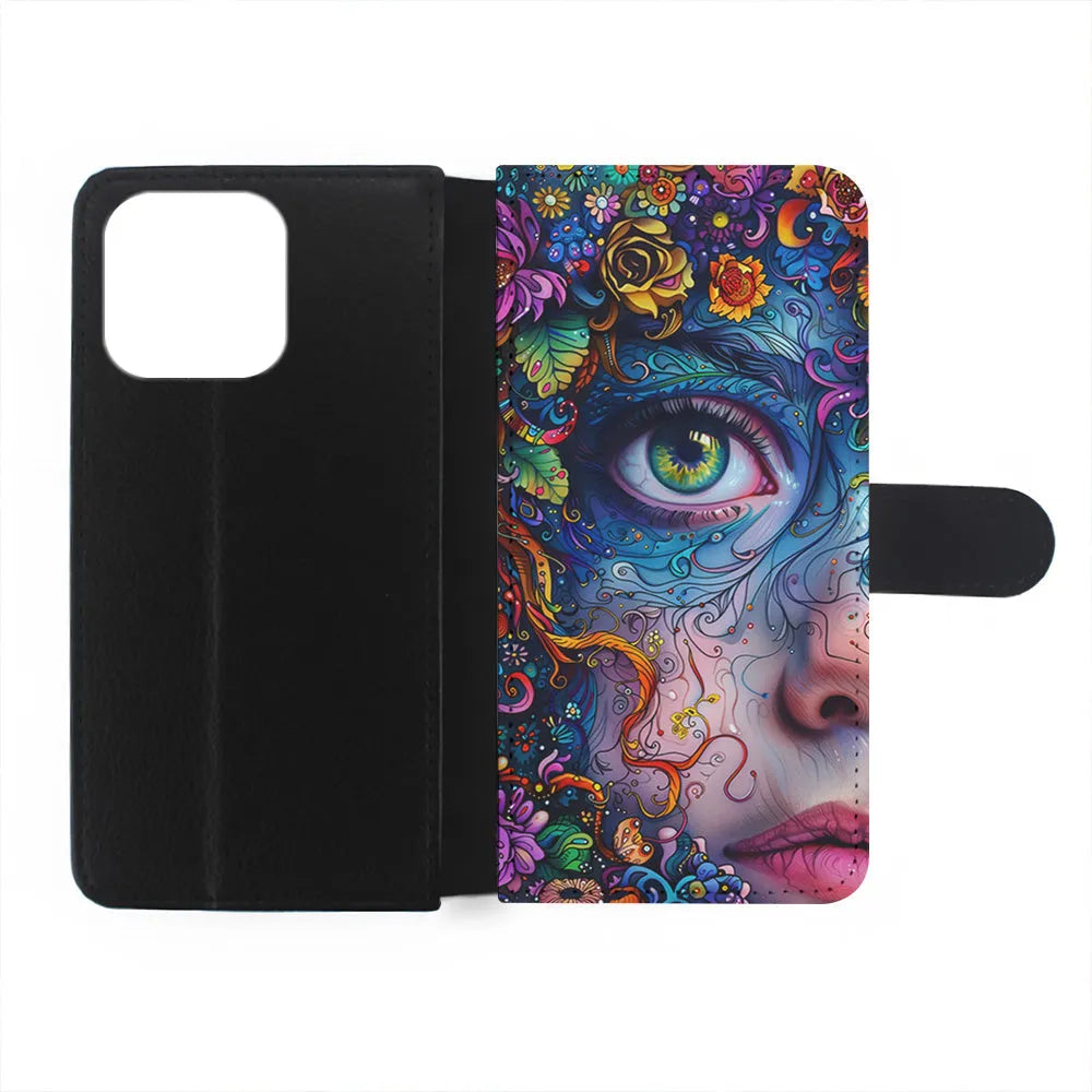 The Flower Fairy Girl Face iPhone 13 Pro Case-Flip Wallet Case-Xtracase