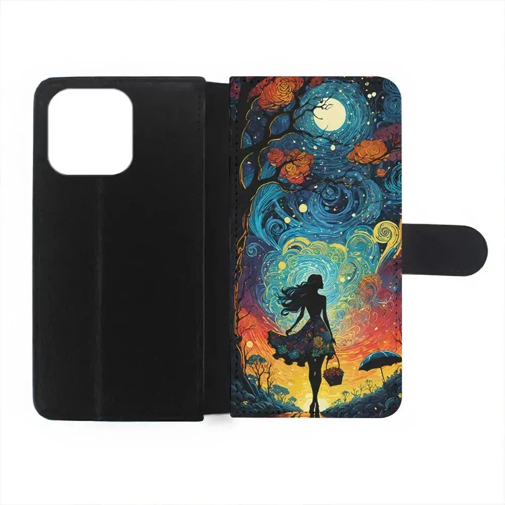 The Girl with The Moon iPhone 13 Mini Case-Flip Wallet Case-Xtracase