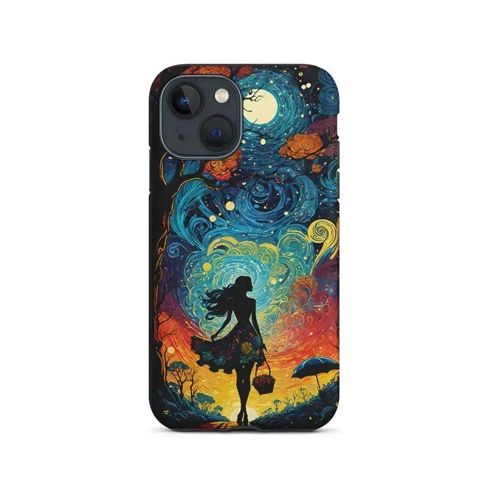 The Girl with The Moon iPhone 13 Mini Case-2 in 1 Tough Case-Xtracase
