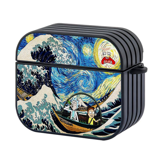The Great Wave Rick and Morty Hard Plastic Case Cover For Apple Airpods 4-Xtracase