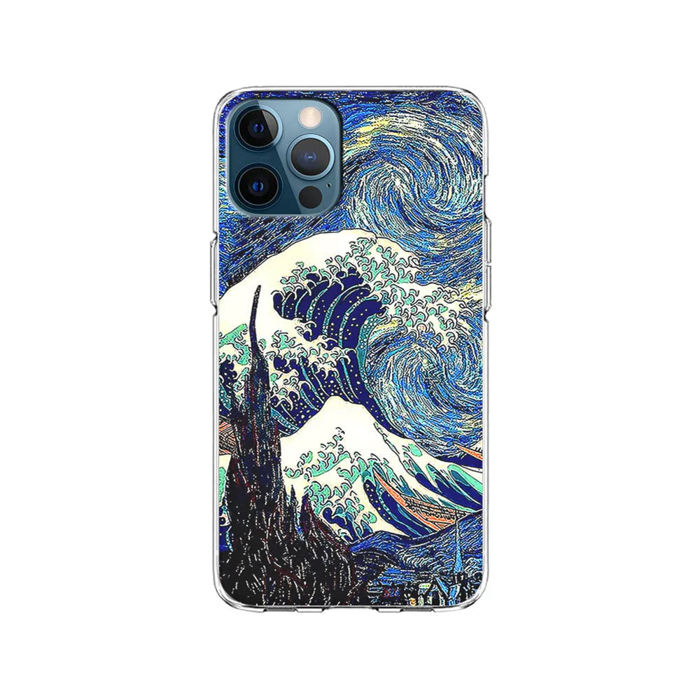 The Great Wave The Starry Night iPhone 13 Pro Case-Clear Soft Case-Xtracase