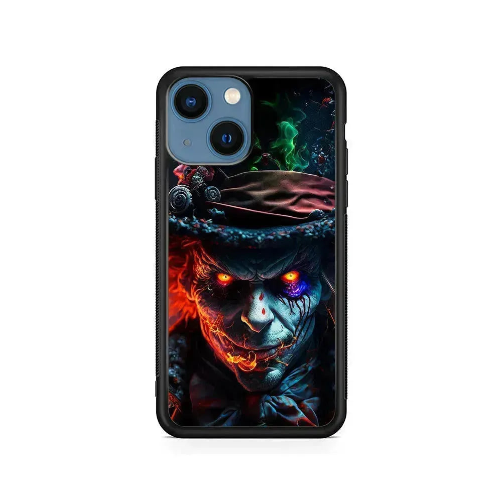 The Mad Hatter Alice in Wonderland iPhone 13 Mini Case-Rubber / Black (2D Case)-Xtracase