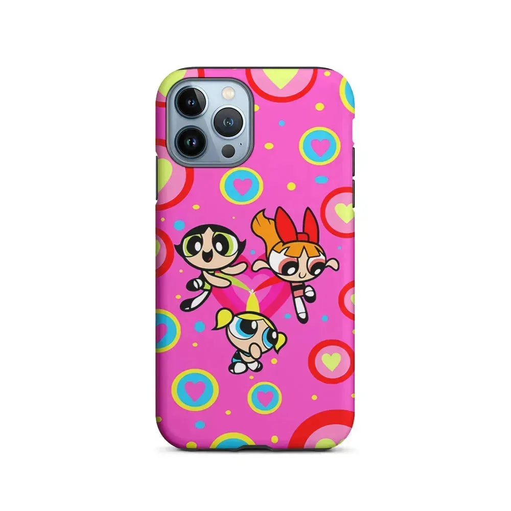 The Powerpuff Girls Love Pattern iPhone 15 Pro Max Case-2 in 1 Tough Case-Xtracase