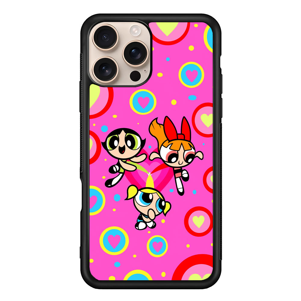 The Powerpuff Girls Love Pattern iPhone 16 Pro Max Case - iPhone 16 Pro Max