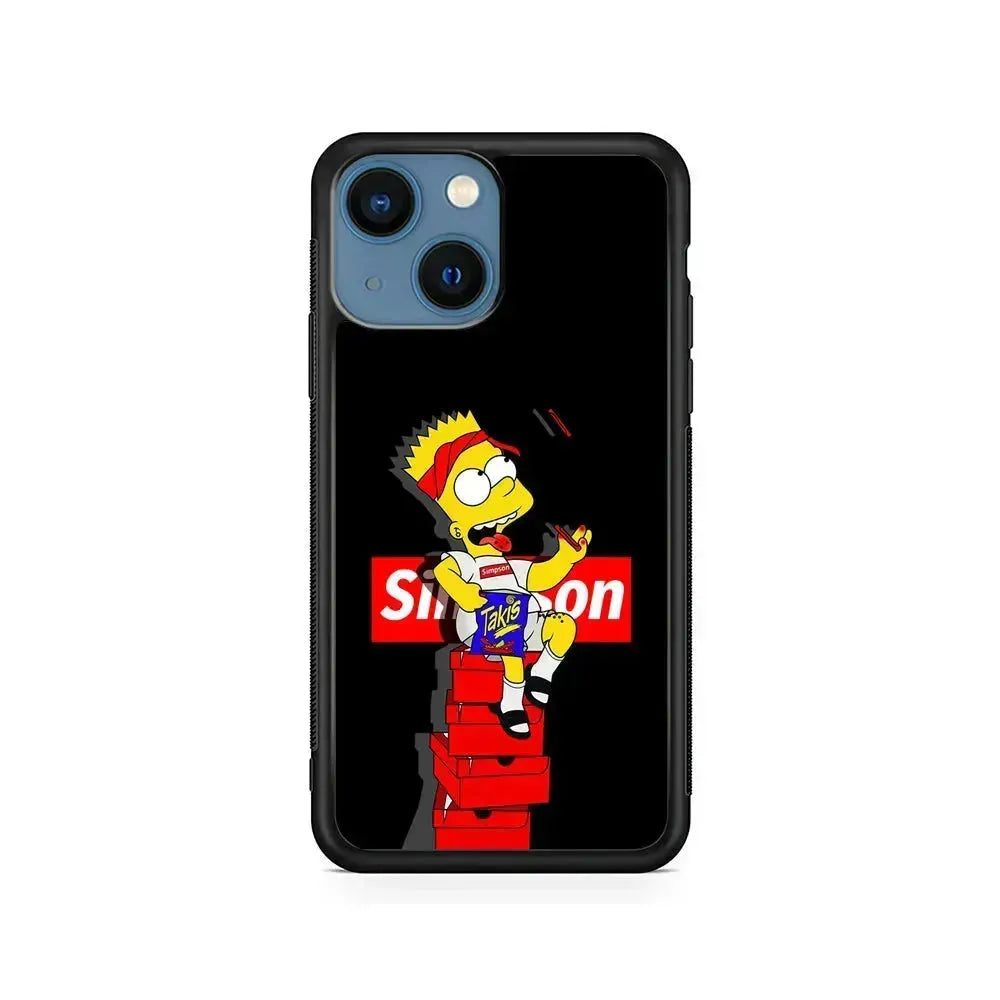 The Stylish Bart Simpson iPhone 13 Mini Case-Rubber / Black (2D Case)-Xtracase
