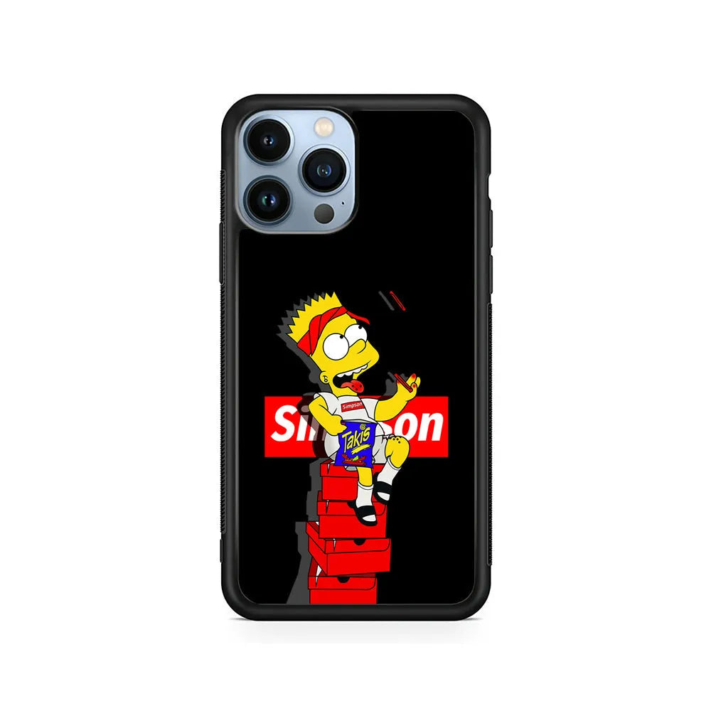 The Stylish Bart Simpson iPhone 13 Pro Case-Rubber / Black (2D Case)-Xtracase