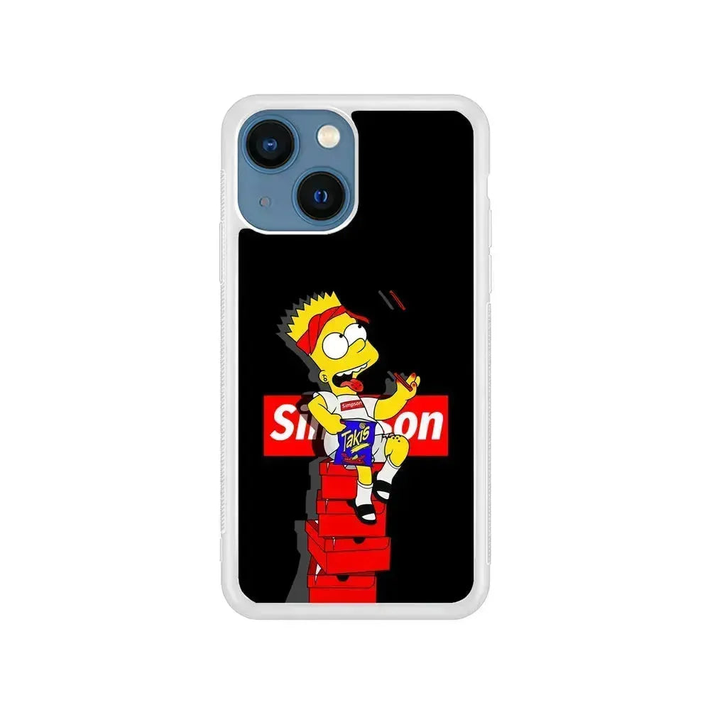 The Stylish Bart Simpson iPhone 13 Mini Case-Rubber / White (2D Case)-Xtracase