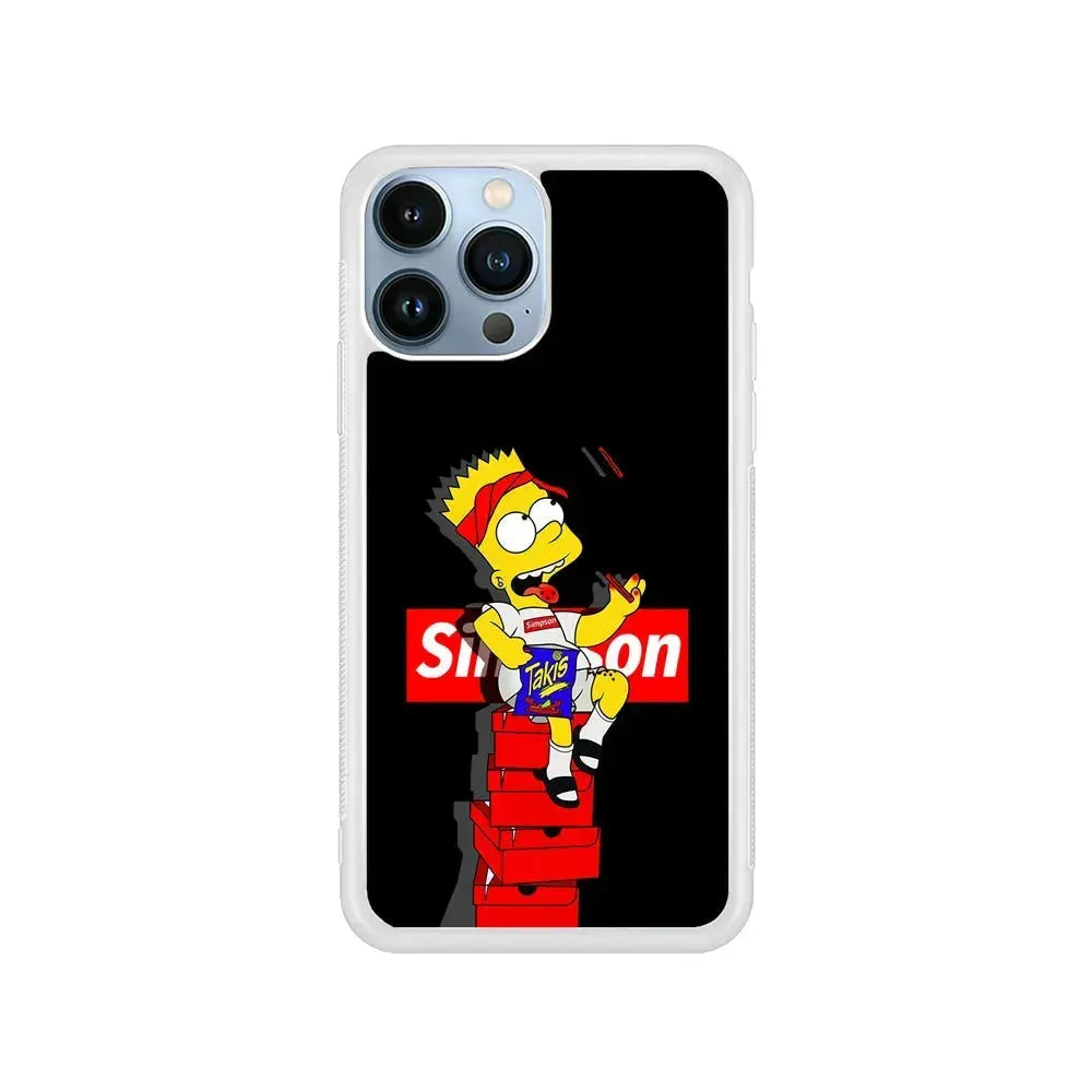 The Stylish Bart Simpson iPhone 15 Pro Max Case-Rubber / White (2D Case)-Xtracase