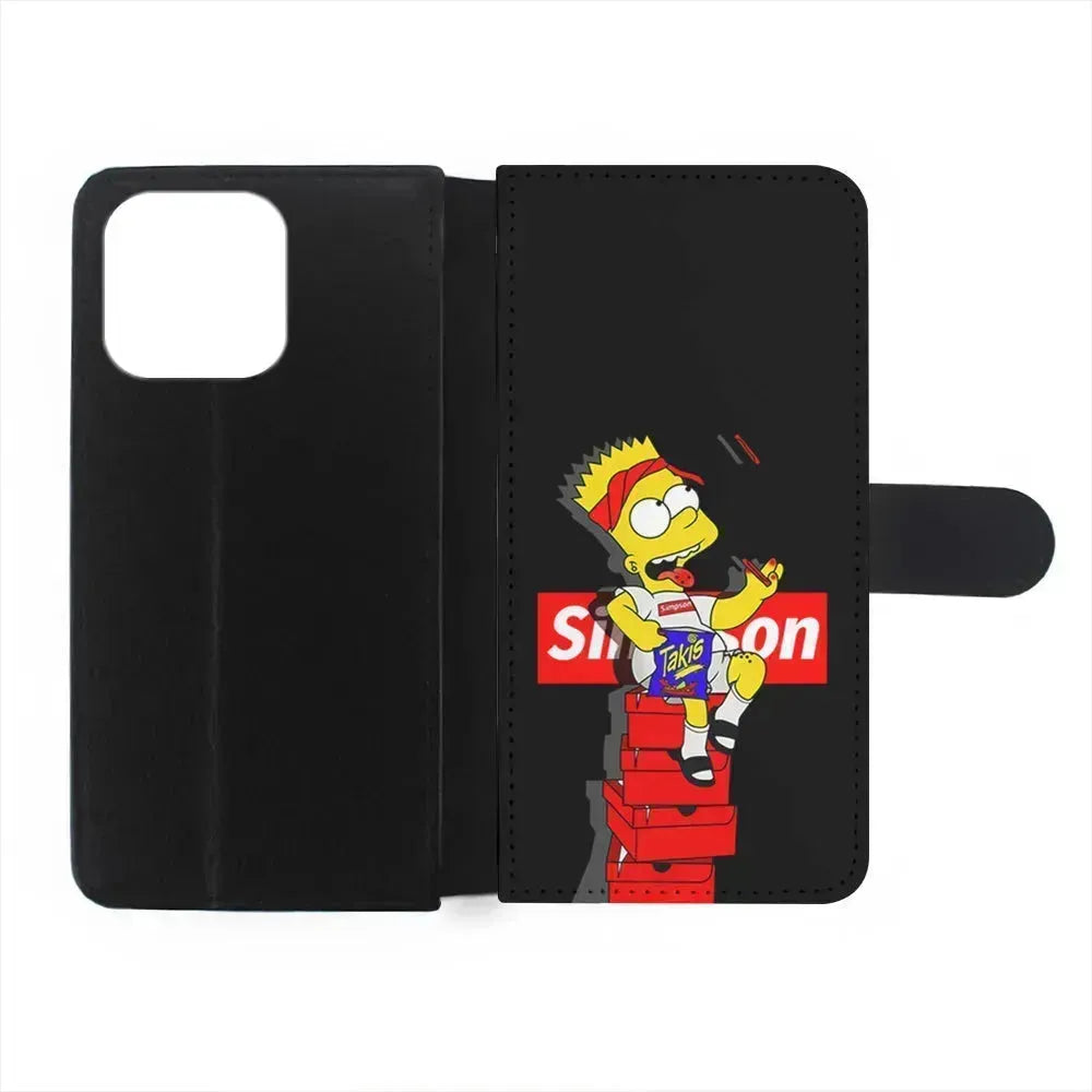 The Stylish Bart Simpson iPhone 13 Mini Case-Flip Wallet Case-Xtracase