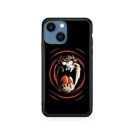 The Tasmanian Devil Face iPhone 13 Mini Case-Rubber / Black (2D Case)-Xtracase