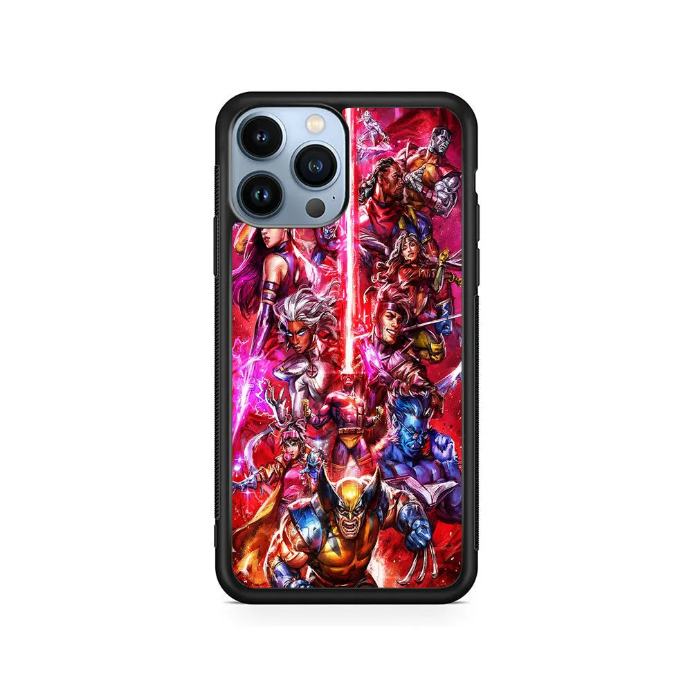 The X-Men vs Magneto Art iPhone 13 Pro Max Case-Rubber / Black (2D Case)-Xtracase