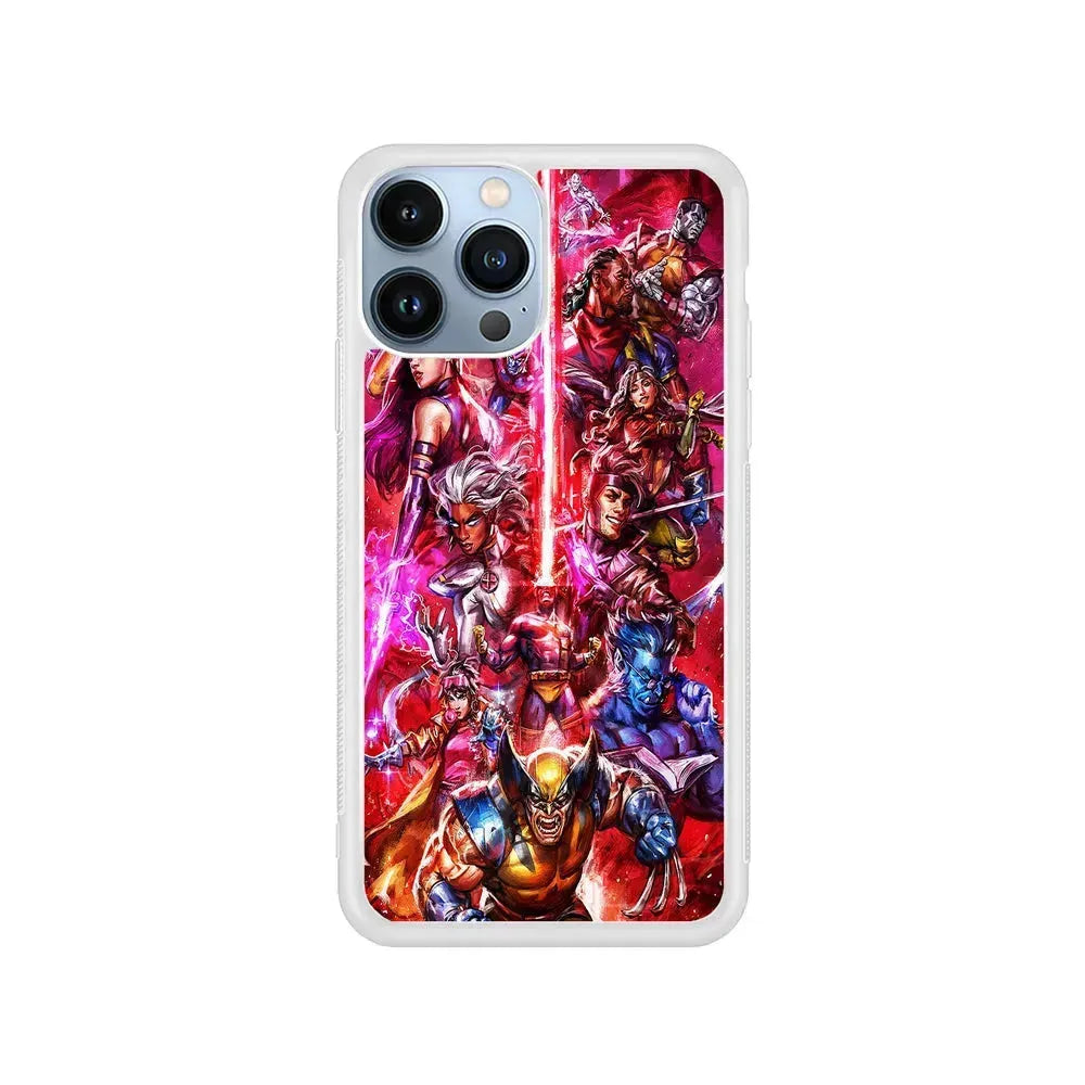 The X-Men vs Magneto Art iPhone 15 Pro Max Case-Rubber / White (2D Case)-Xtracase