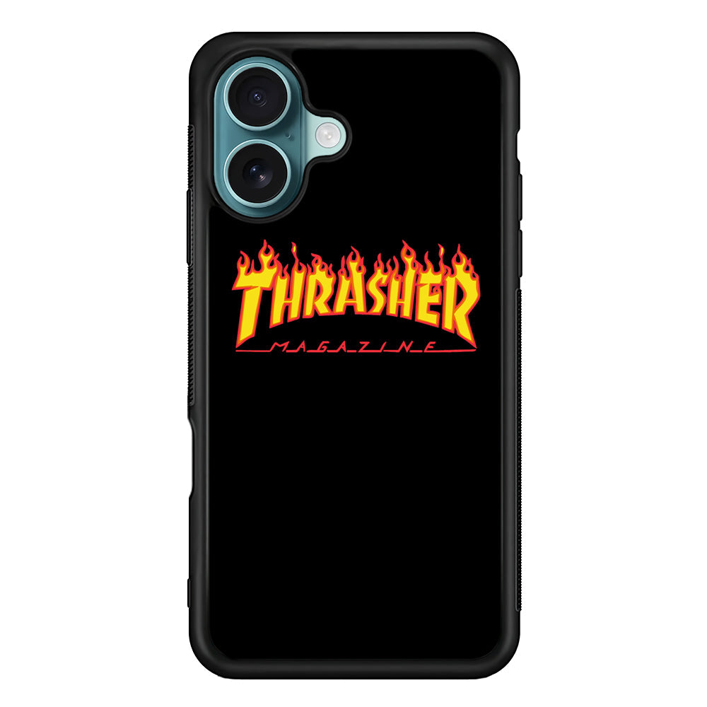 Thrasher Magazine Black Simple Fire iPhone 16 Plus Case - Xtracase