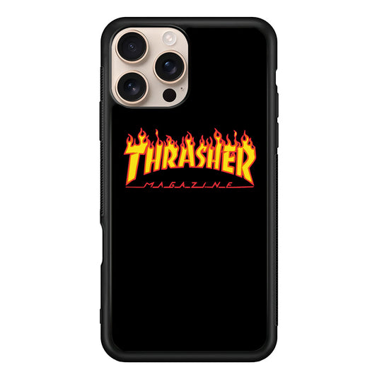 Thrasher Magazine Black Simple Fire iPhone 16 Pro Max Case - Xtracase