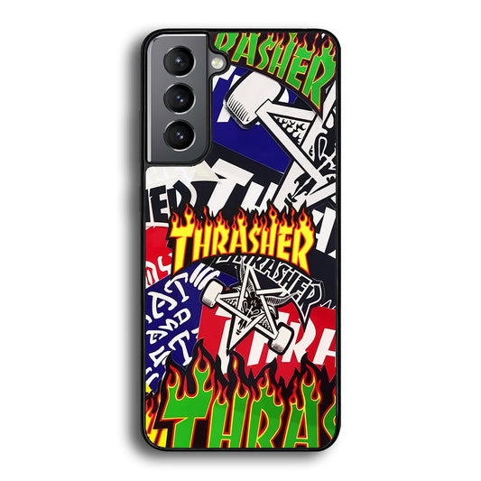 Thrasher Sticker Flat Samsung Galaxy S21 Case-Xtracase