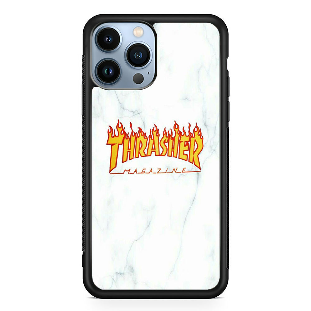 Thrasher White Marble iPhone 14 Pro Max Case-Xtracase
