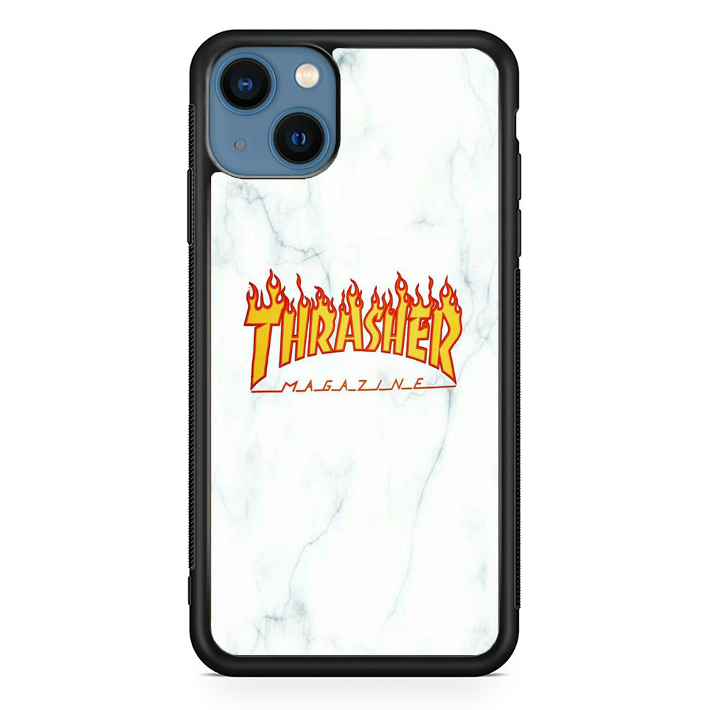 Thrasher White Marble iPhone 14 Case-Xtracase