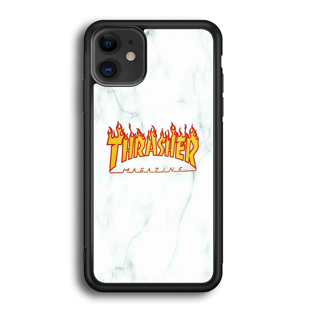 Thrasher White Marble iPhone 12 Case-Xtracase